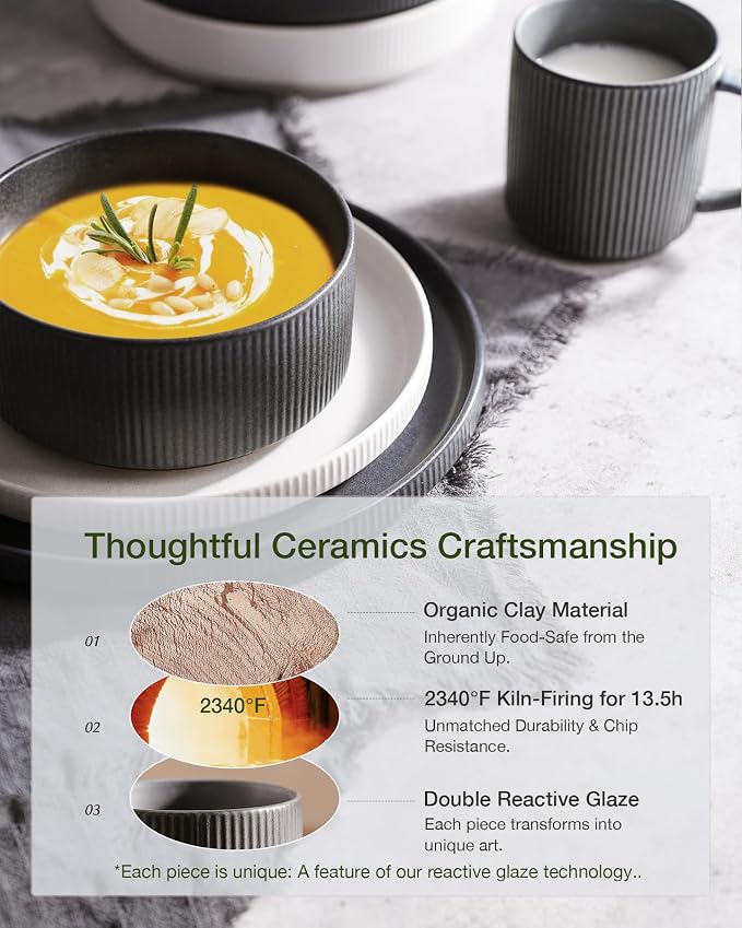 Famiware Star Stoneware Dinnerware Set, Reactive Glaze Plates & Bowls - Image 5