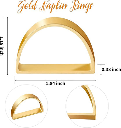 APTWOW Gold Napkin Rings Set of 12, Semicircle Metal Gold Napkin Holder Buckles, Fall Thanksgiving Christmas Napkin Rings, Napkins Rings for Dinner Table Decor, Wedding, Banquet, Party, Easter