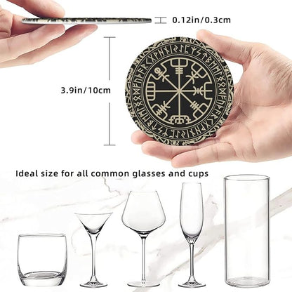 Black Celtic Viking Design Drinking Coasters PU Leather Coaster - Image 4