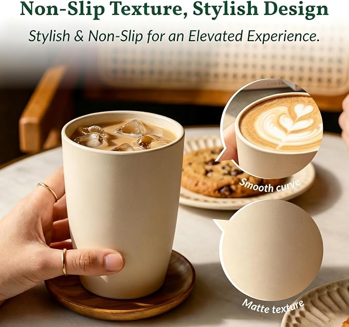 Homienly Water Cups Wheat Straw Drinking Glasses Cups 12oz Unbreakable Cups - Image 2