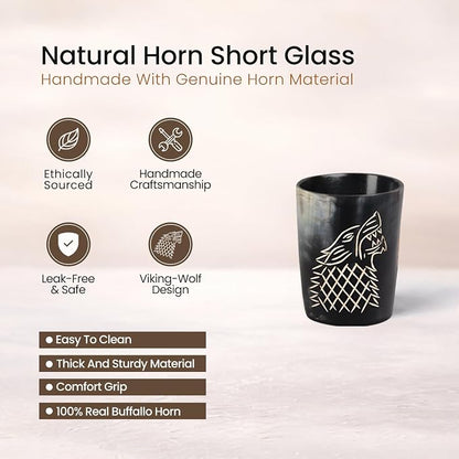Handicrafts Home Viking Horn Shot Glasses Set of 4, Handmade Natural Ox Horn - Image 2