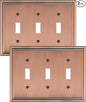 2-Pack Triple Toggle Light Switch Cover Plate, Durable Solid Zinc Alloy Decorative Switch Plate Covers, Antique Copper 3 Gang Wall Plate, Corrosion Resistant
