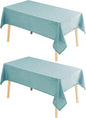 Hiasan 2 Pack Faux Linen Rectangle Tablecloth - Wrinkle and Stain Resistant Washable Table Cloth for Kitchen Dining Room Holiday Table Cover for Party Dinner, Aqua, 54 x 80 Inch