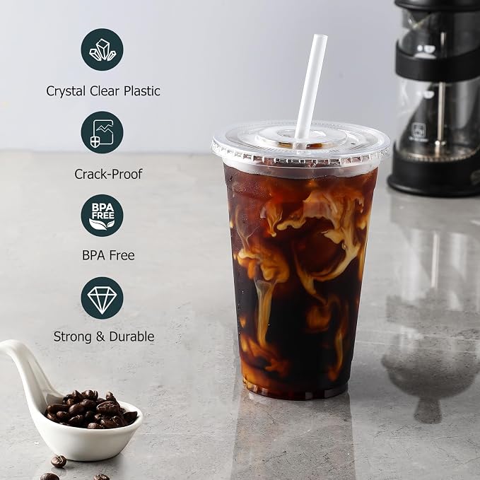 AOZITA 20 oz Clear Plastic Cups - Image 3