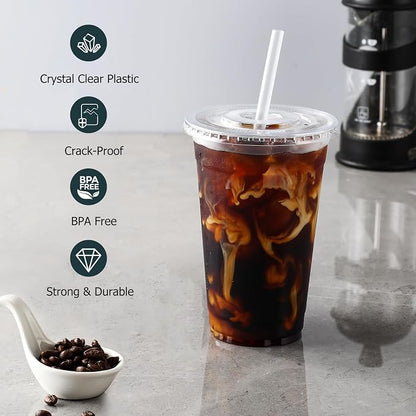 AOZITA 100 Pack - 24 oz Clear Plastic Cups - Image 3