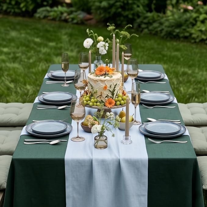 Solino Home 100% Pure Linen Table Runner Ice Water Woven, Fete 14 x 72 in | - Image 2
