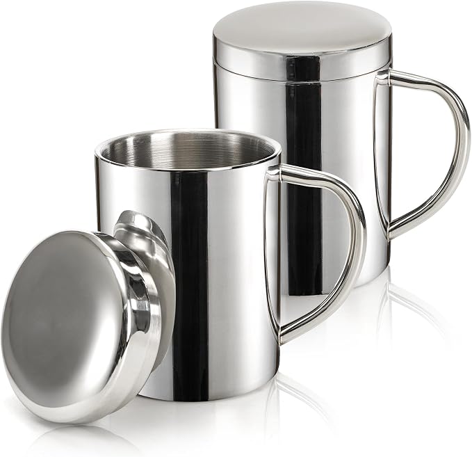 Yesland 2 Pack 13.5 oz Stainless Steel Double-Walled Metal Mugs by Yesland