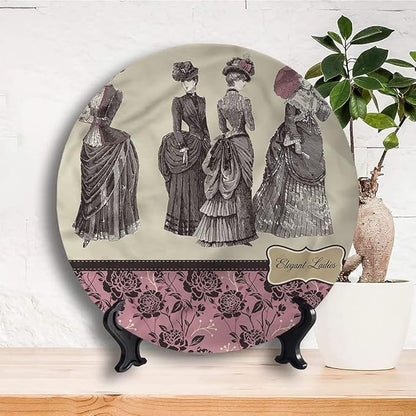 Ceramic Plates, Victorian Decorative Ceramic Plates, Women Fashion Handbag, 6 Inch, Household Plates Decorative, Multicolor