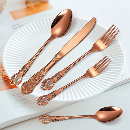Royal Flatware Set for 4 Copper/Rose Gold Silverware Stainless Steel Cutlery 20 - Image 3