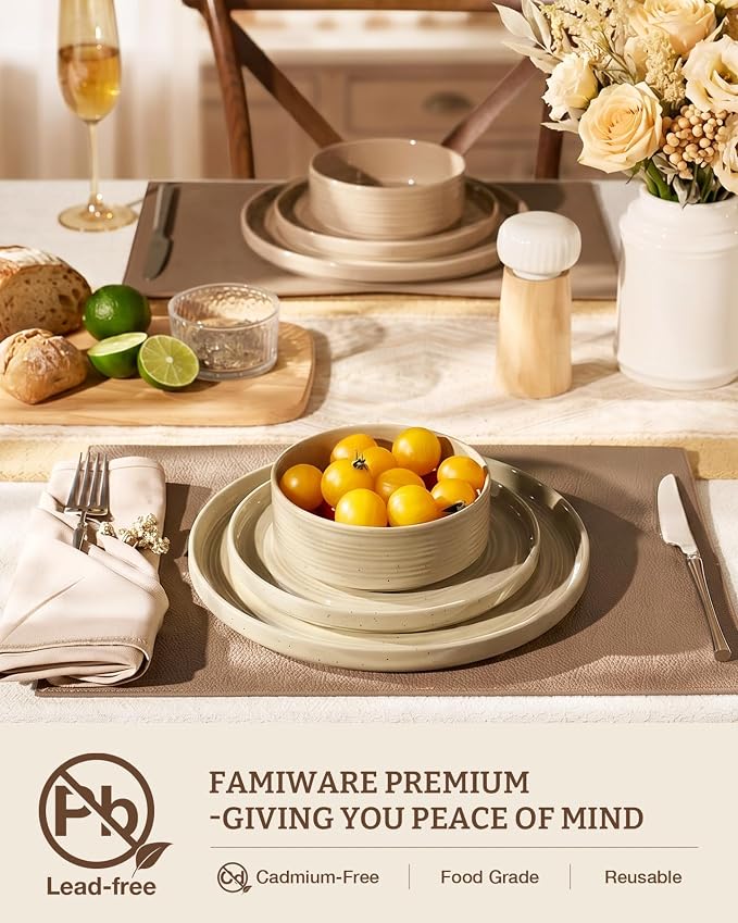 Dinnerware Set for 4, Ceramic Plates & Bowls - Image 3