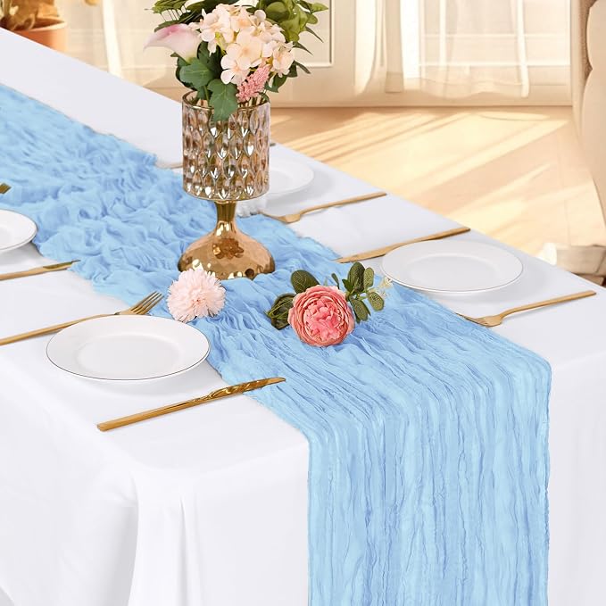 6 Pack Baby Blue Cheesecloth Table Runner, 17 x 108 Inch, Gauze Cheese Cloth - Image 3