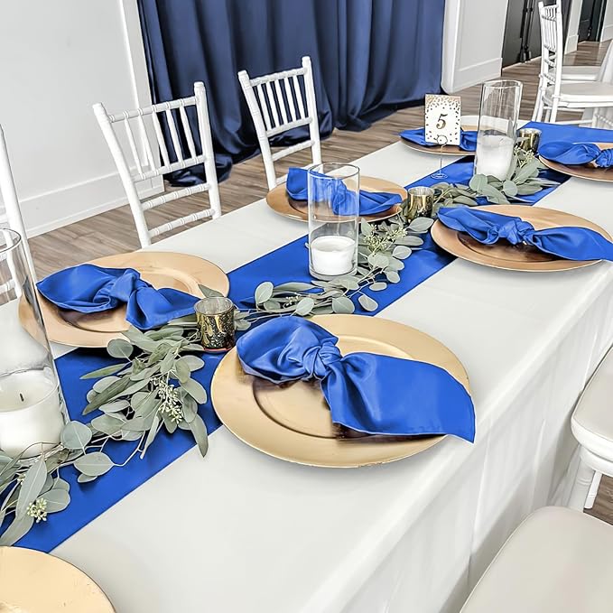Navy Table Runners 20 Pack 12x108 inch Silk Satin Smooth Fabric | Satin Table - Image 6