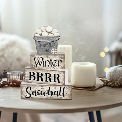 Moucuny 4 Pcs Winter Table Decorations Winter Tiered Tray Decor Christmas Table - Image 4