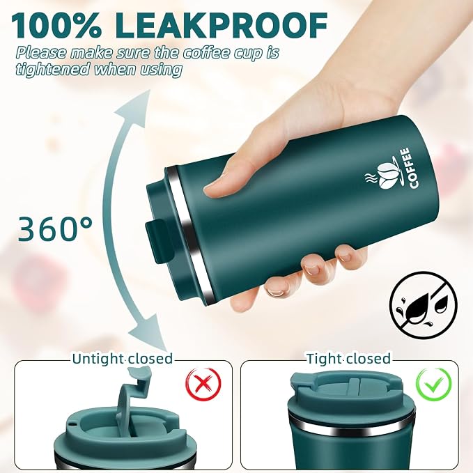 Insulated Travel Coffee Mug Reusable Coffee Tumbler Cup - Image 3