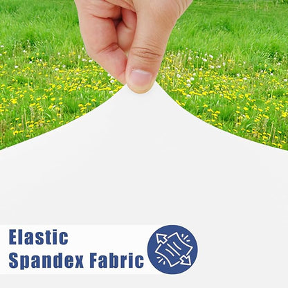 Spandex 8 Foot Rectangle Table Cloth 2 Pack, Elastic Fitted Tablecloths for Picnic, Stretch Washable Patio Table Cover for Outdoor, Camping, Banquet and Parties (White, 30"x96")