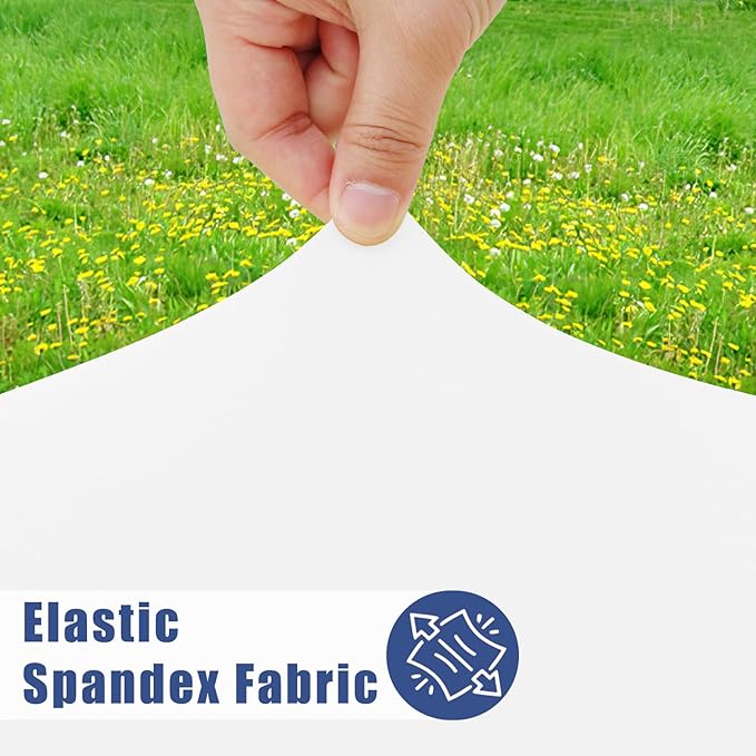 Spandex 6 Foot Rectangle Table Cloth 2 Pack, Elastic Fitted Tablecloths for Picnic, Stretch Washable Patio Table Cover for Outdoor, Camping, Banquet and Parties (White, 36"x72")