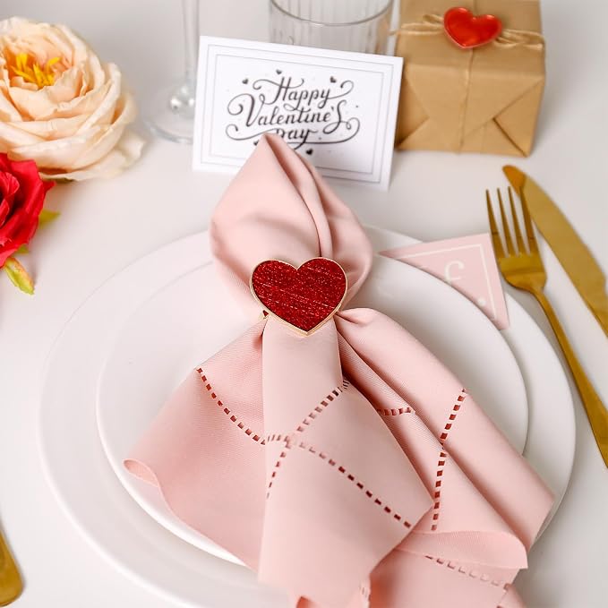 Red Heart Napkin Rings Set of 8 - Image 2
