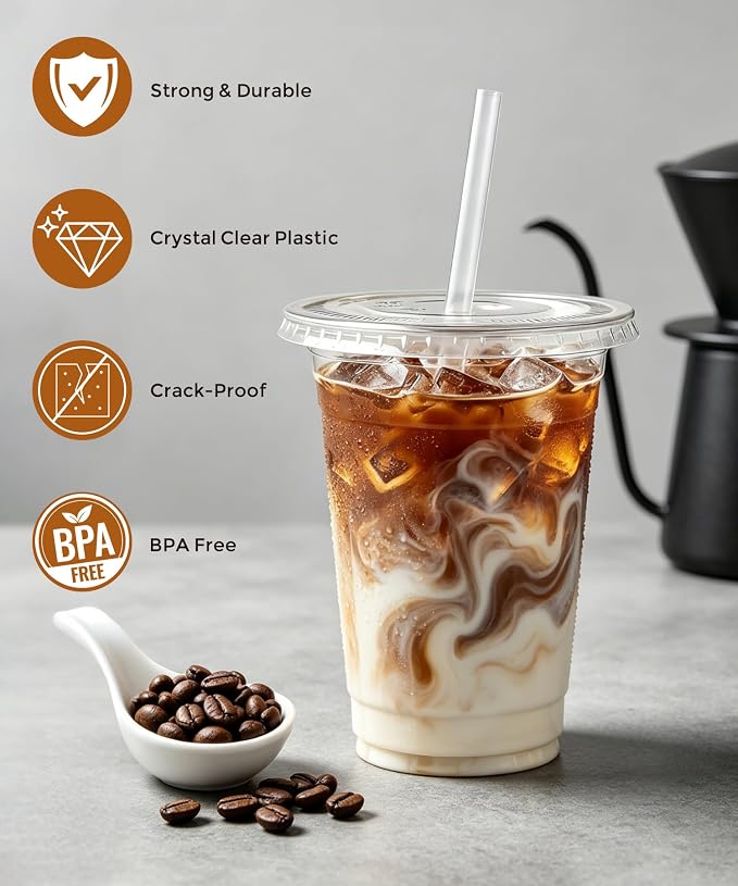 Ginkgo 50 Pack 16 oz Clear Plastic Cups - Image 2