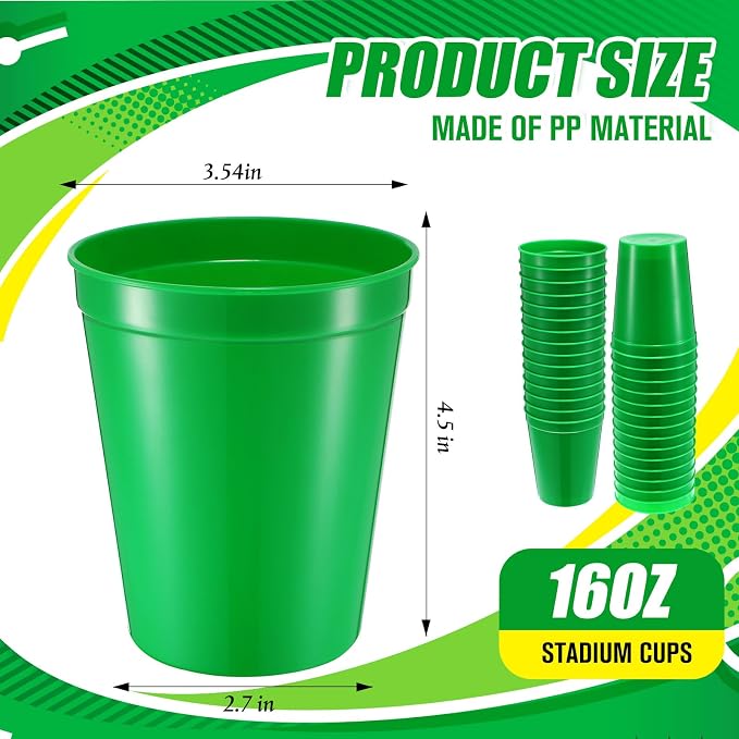 Yungyan 50 Pack 16 oz Stadium Cups Reusable Plastic Cups Blank Drink Stadium - Image 2