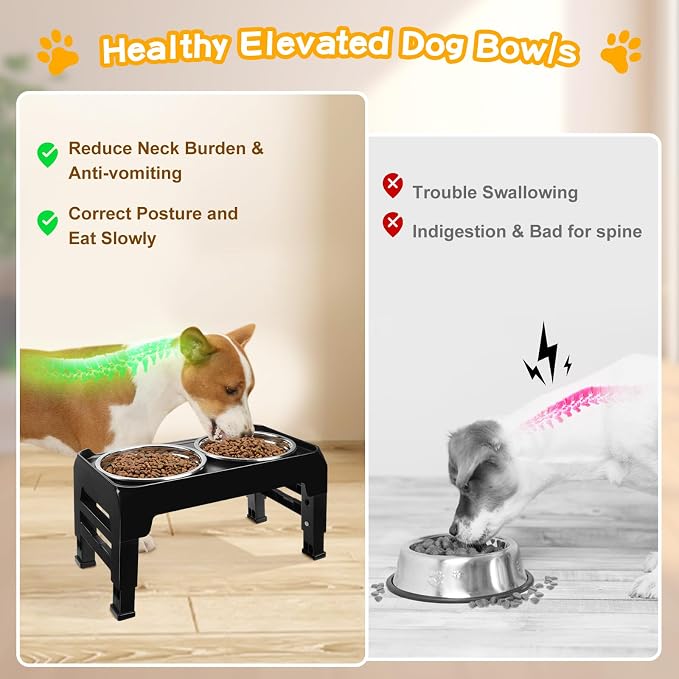 COMESOON Elevated Dog Bowls for Small Medium Dogs, 3 Height Adjustable Raised - Image 4