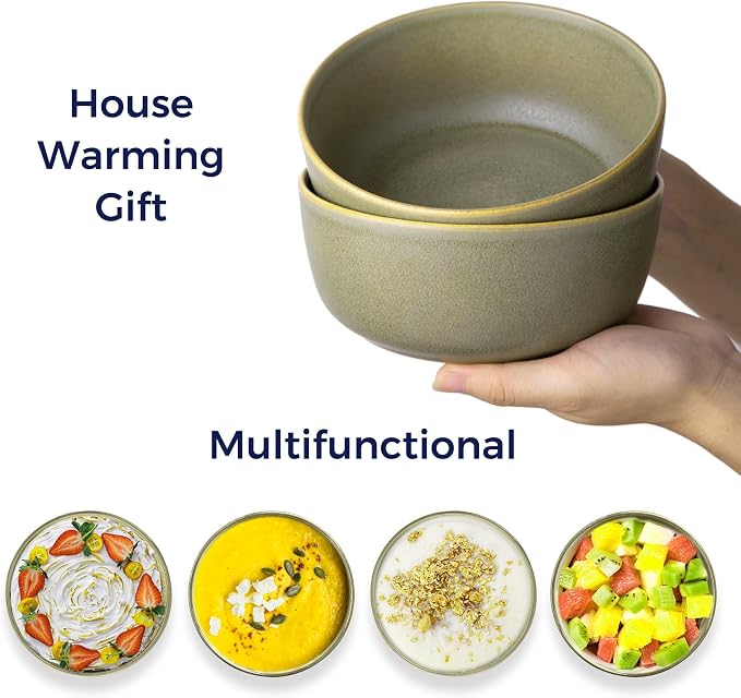 AmorArc Stoneware Cereal Bowls Set of 6, 26oz Soup Ceramic Bowls Set | Modern - Image 2