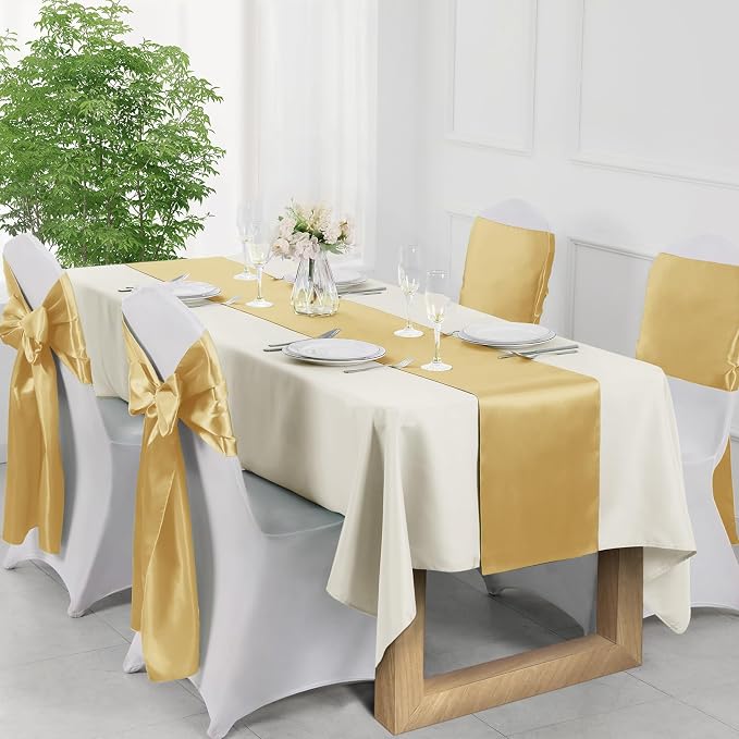 Manyshofu Yellow Gold Satin Table Runner 12x108 - Image 5
