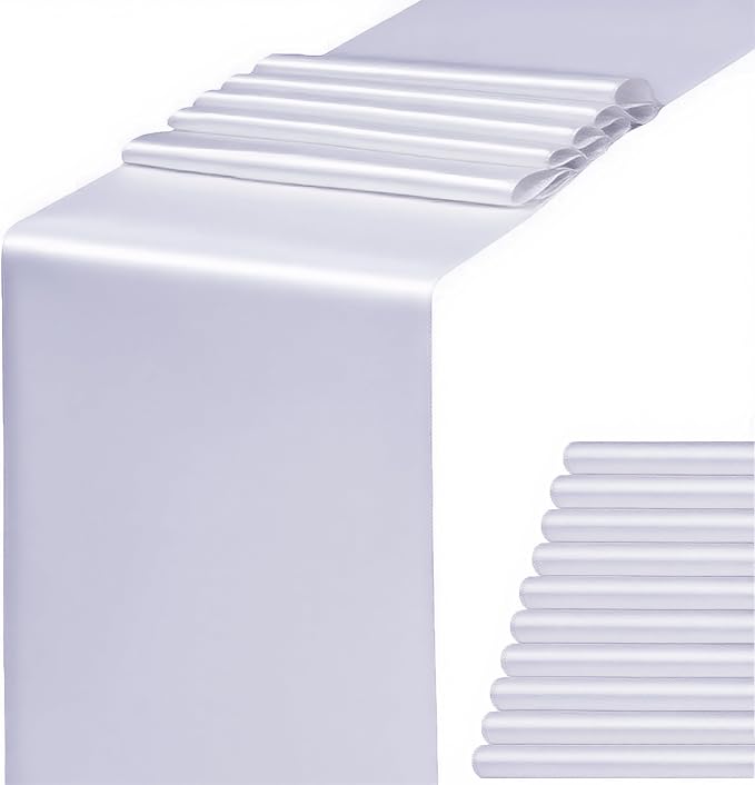 Pack of 10 Satin White Table Runners 12 x 108 Inches by WENSINL