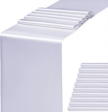 Pack of 10 Satin White Table Runners 12 x 108 Inches by WENSINL