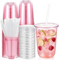 Ziliny 50 Sets 16 oz Pink Plastic Cups by Ziliny