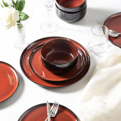 LERATIO Ceramic Plate Set of 6, 8.5 Inch Reactive Glaze Salad Plates | Modern - Image 4