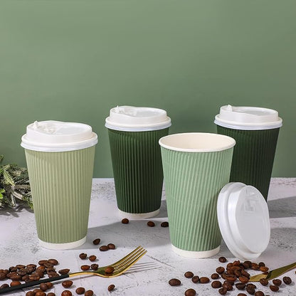 Whaline 100 Pcs Sage Green Disposable Coffee Cups - Image 4