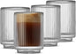JoyJolt Haven Fluted Stackable Espresso Cups Set of 4, 2.5oz Ribbed Double Wall by JoyJolt