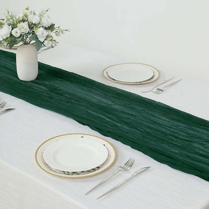 Efavormart 10ft Hunter Emerald Cheesecloth Table Runner - Image 2