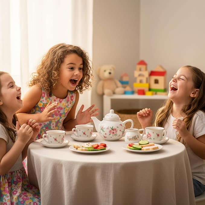 Porcelain Tea Set for Toddlers, Tea Party Set for Little Girls, Princess Party - Image 5
