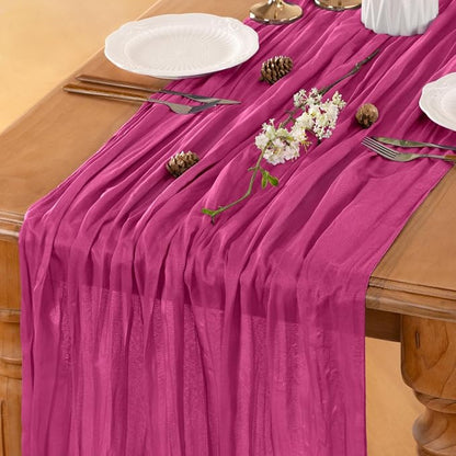 Fuschia Cheesecloth Table Runner 120 Inches 10 Ft Gauze Table Runner | Summer - Image 5