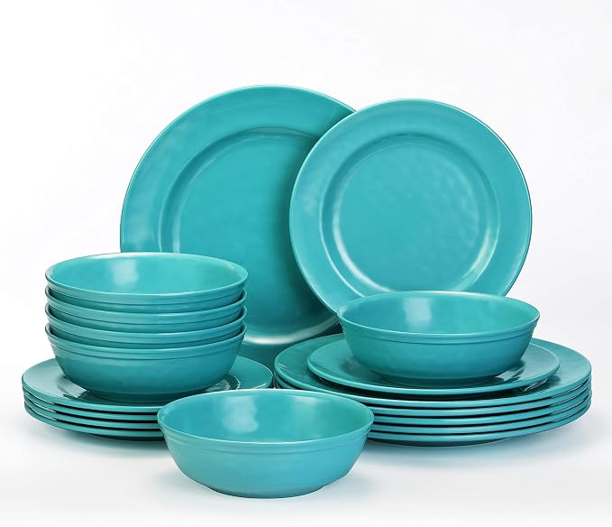 TP 18-Piece Dinnerware Set, Melamine Dishes Set by TastePrime