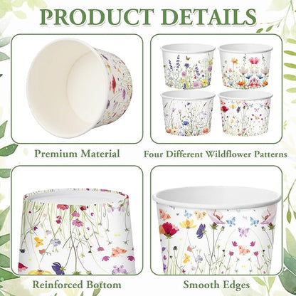 CHENGU 120 Pcs Spring Wildflowers Snack Cups 9 oz Disposable Spring Wildflowers - Image 5