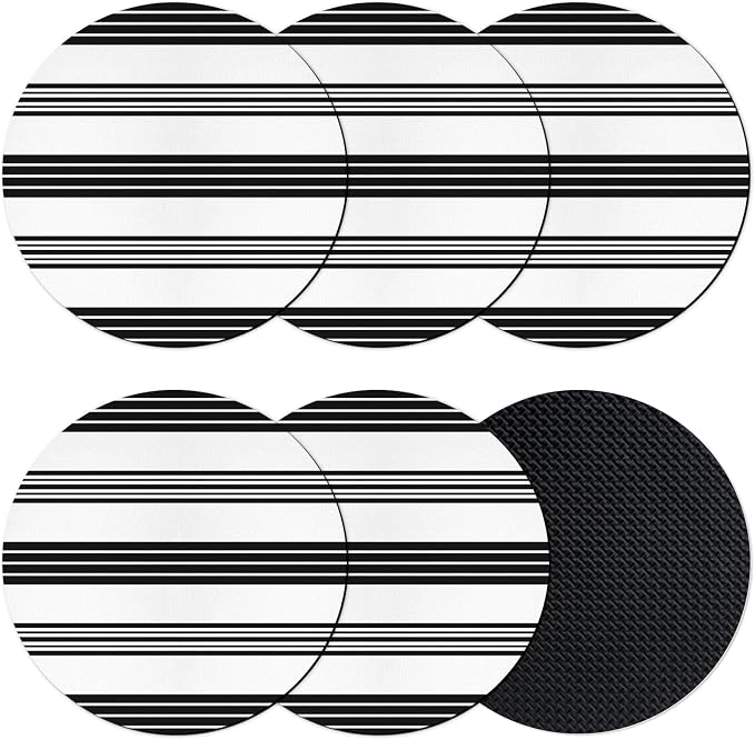 Retro Black Stripes Coasters Set of 6, Absorbent Coasters by Unknown