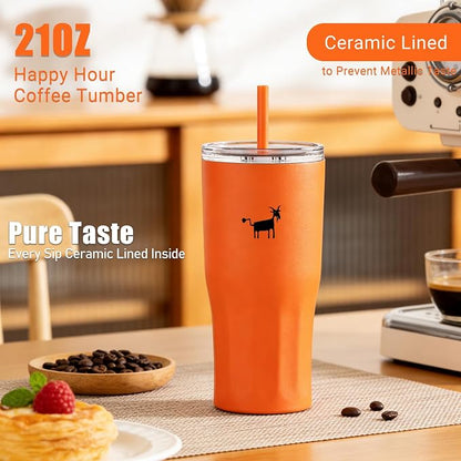CHEERFUL GOAT Ceramic Lined Coffee Travel Mug – Stainless Steel Travel Coffee - Image 5
