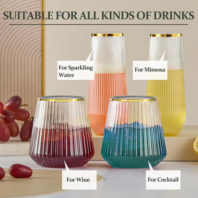 56 Pack Plastic Wine Glasses Champagne Flutes, Plastic Champagne Flutes - Image 6
