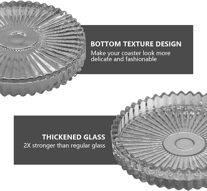 VIBRATITE 4 Inch Glass Coasters Set of 4, Crystal-Like Appearance - Image 3