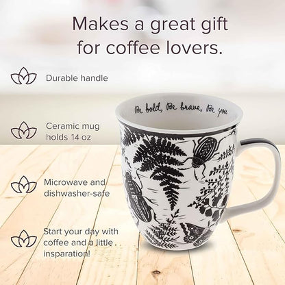 Karma Gifts 14 oz Black and White Boho Mug Beetle - Image 2