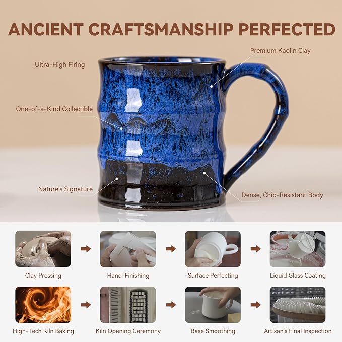 Midnight Blue Ceramic Coffee Mug 15oz - Image 4