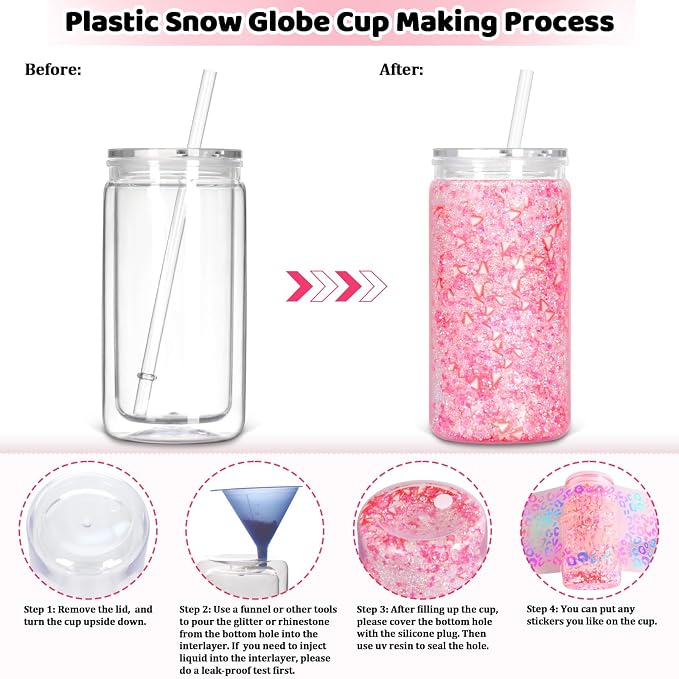 12 Pack Plastic Snow Globe Tumbler - Image 3