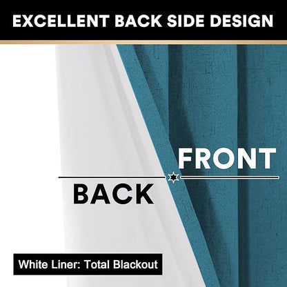 PrinceDeco 100% Blackout Curtains 108 Inches Long 2 Panels Set Thermal Insulated Curtains 108" Long, Noise Reducing Window Treatment Drapes for Bedroom,Anti-Rust Grommet Top Curtains,Blue Sapphire