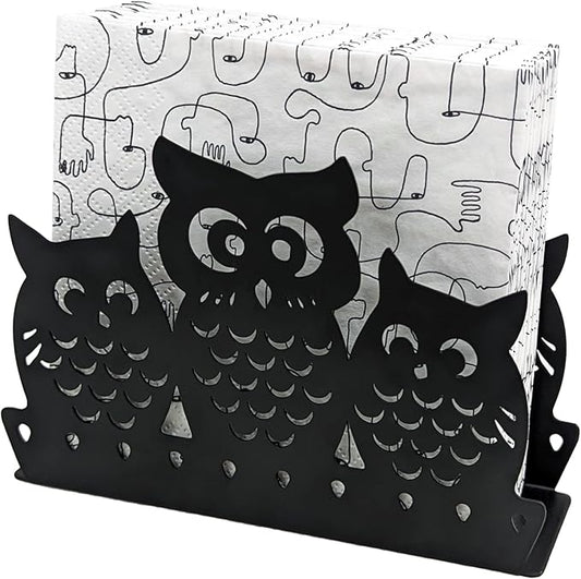 Mango Steam Tabletop Napkin/Tissue & Letter Holder for Home, Kitchen, Restaurants (Owl, Black)