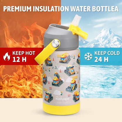rockpapa 14 oz Kids Insulated Water Bottle，Stainless Steel Toddler Cups - Image 3
