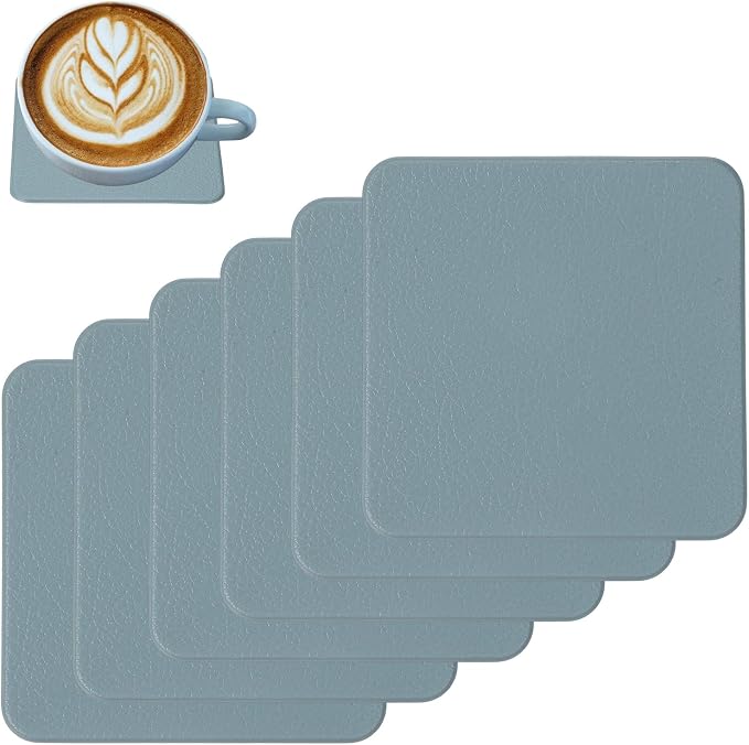uxcell 6 Pcs Faux Leather Coasters, 3.9 x 3.9 Square Coasters by uxcell