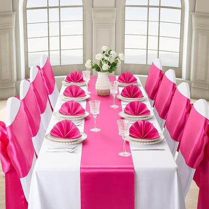 Hot Pink Satin Table Runner, 12x108 Inches, 4 Pack | Premium Satin, Smooth - Image 3