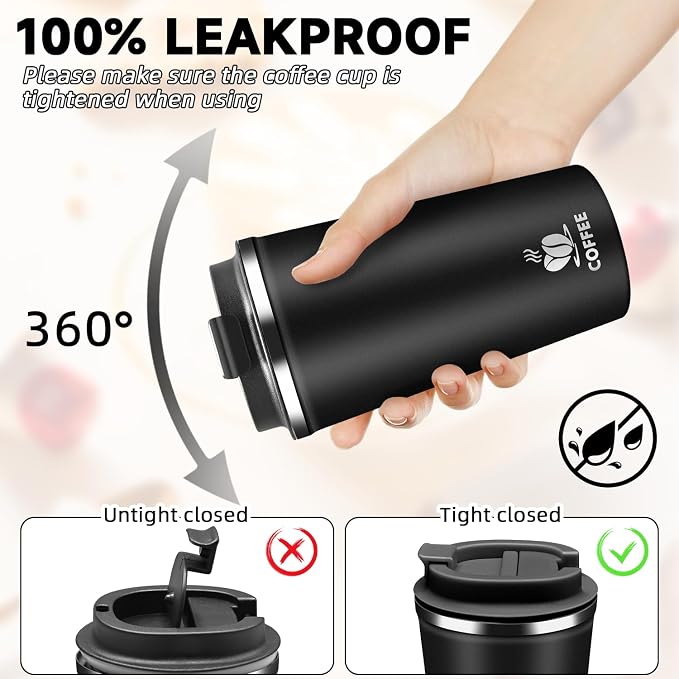Insulated Travel Coffee Mug Reusable Coffee Tumbler Cup - Image 3